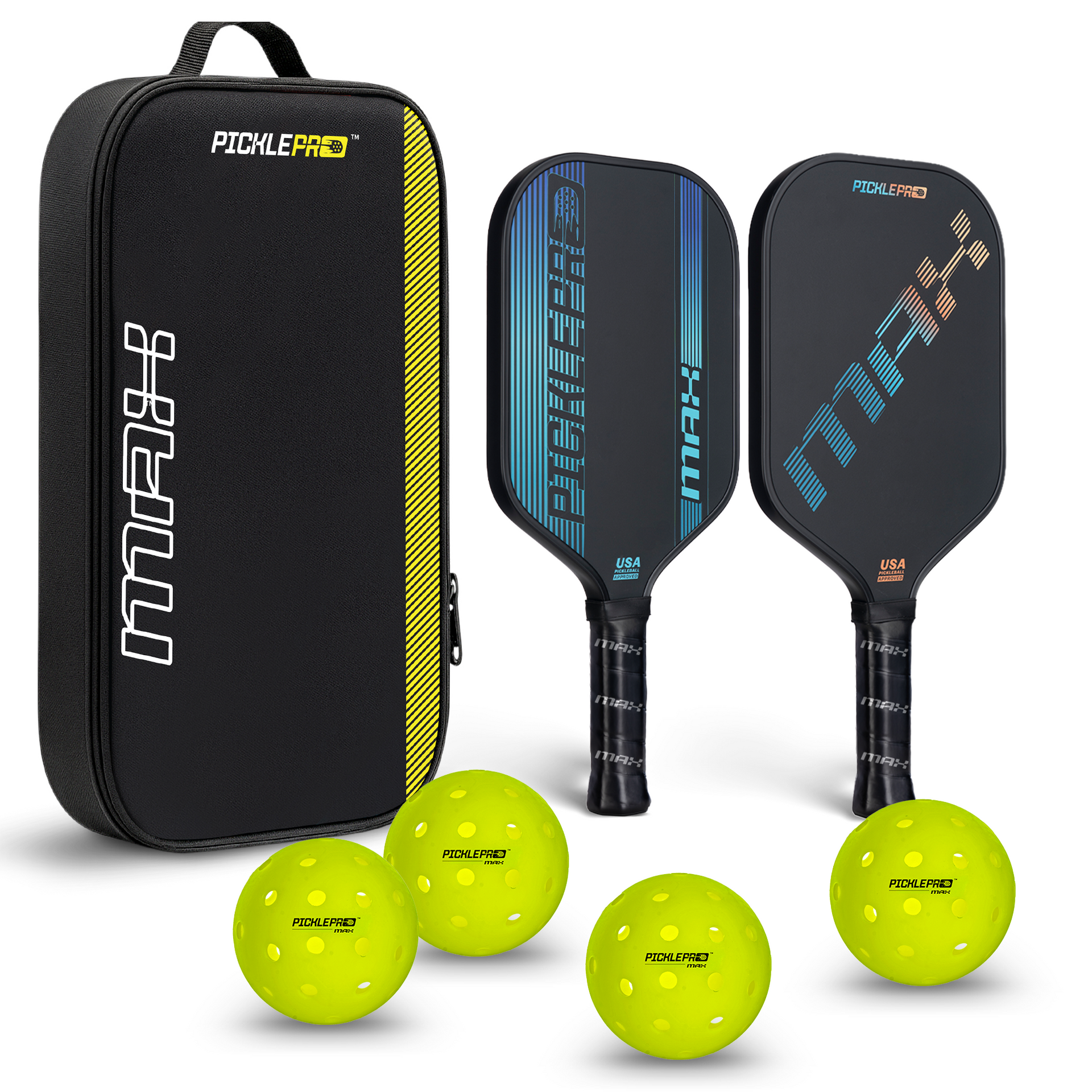 PicklePro Max Paddle Set – Carbon Fiber Pair, Paddle Bag & 4-Pack