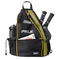 PKLE Duo weather-resistant pickleball backpack with thermal water bottle, fits 3 paddles, cell phone, keys and towel